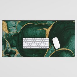 Gold and Emerald Marble I Desk Mat