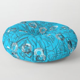 Glory Turquoise with Polo Circles Floor Pillow