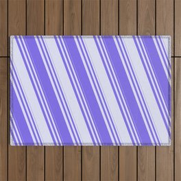 [ Thumbnail: Medium Slate Blue & Lavender Colored Striped Pattern Outdoor Rug ]