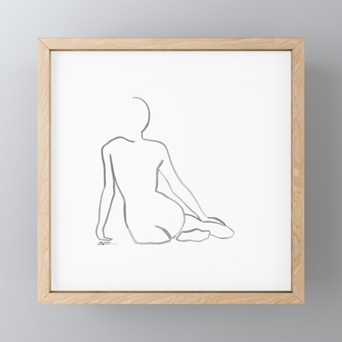 Woman Line Drawing (Backside) Framed Mini Art Print
