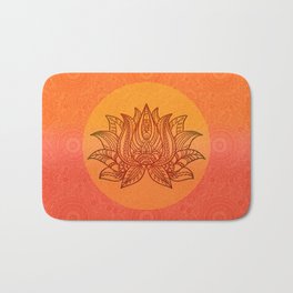 Lotus Flower of Life Meditation  Art Bath Mat | Lotus, Meditation, Illustration, Esotheric, Blossom, Orange, Yoga, Zen, Round, Concept 