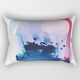 PYT: a minimal abstract mixed media piece on canvas in blues, pink, purple, and white Rectangular Pillow