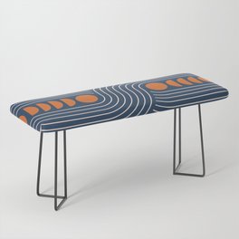 Geometric Lines in Navy and Orange (Rainbow and Moon Phases Abstract) Bench