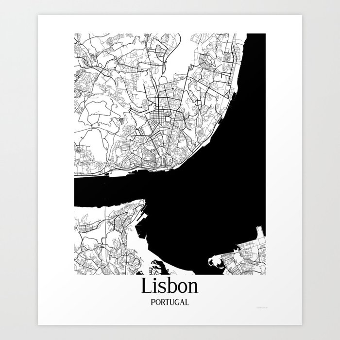 Lisbon city map Art Print