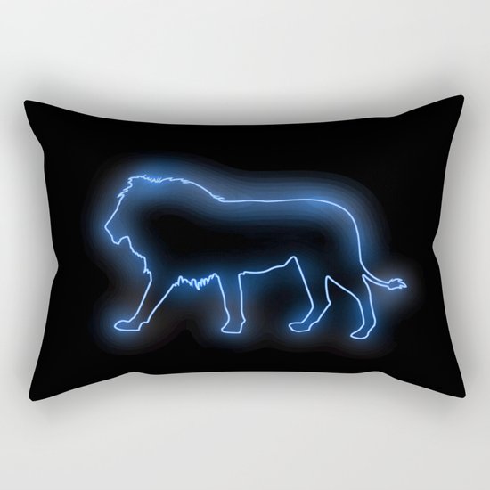 Blue Lion (Neon) Rectangular Pillow