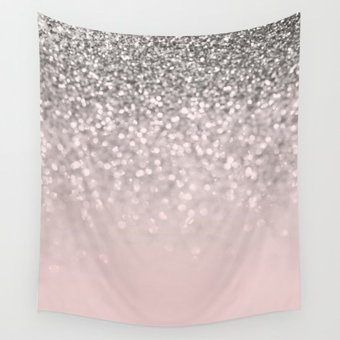 Sparkling Silver Blush Glitter #1 (Faux Glitter) #shiny #decor #art #society6 Wall Tapestry