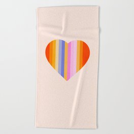 Retro Rainbow Heart Beach Towel