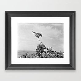 Raising the Flag on Iwo Jima - WW2 - 1945 Framed Art Print