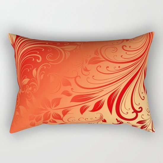 Orange red swirls leaves Rectangular Pillow