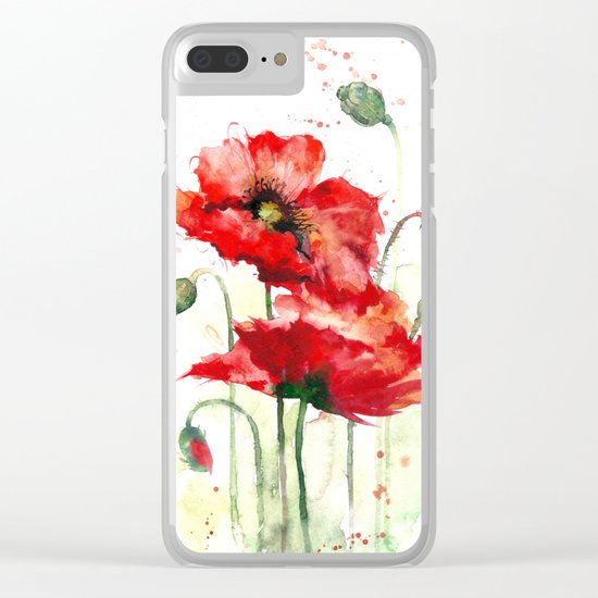 Watercolor flowers of aquarelle poppies Clear iPhone Case