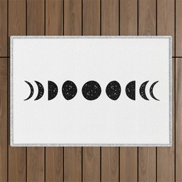 Single Moon Phases (Black&White) Outdoor Rug