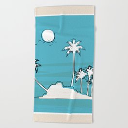 Peaceful Tropic Island Blue Beach Towel