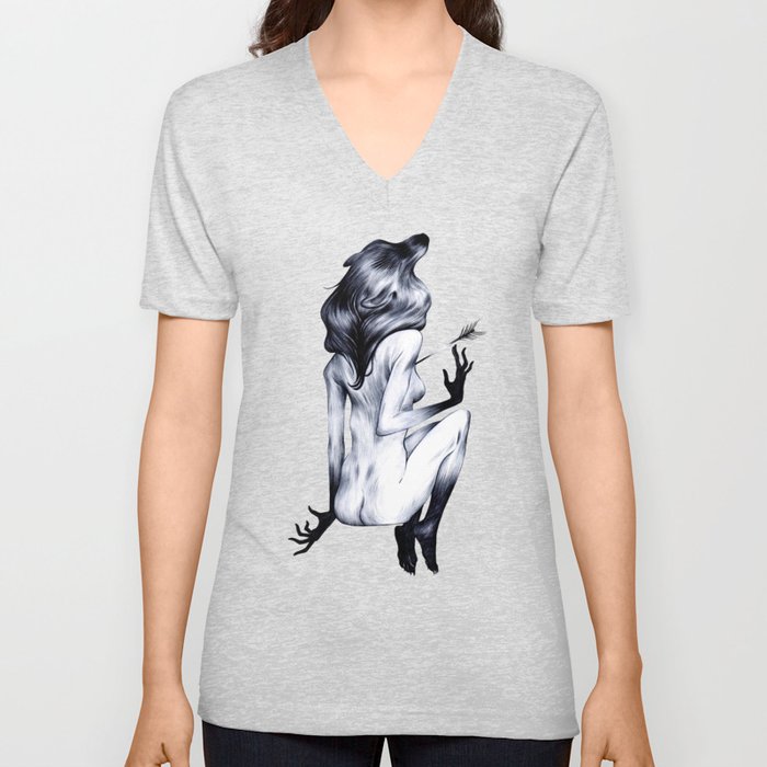 She Wolf V Neck T Shirt