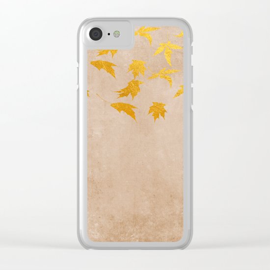 Gold leaves on grunge background - Autumn Sparkle Glitter design #Society6 Clear iPhone Case