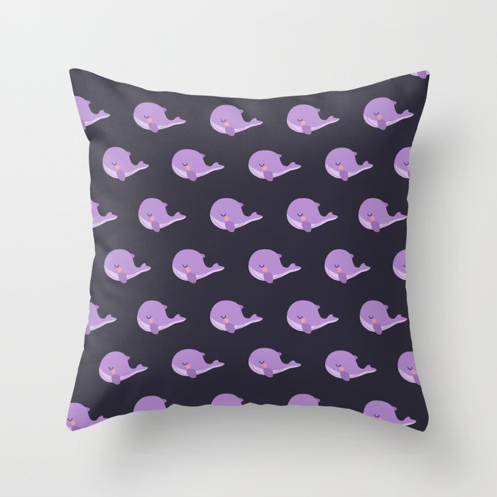 BTS Whale purple plushie plush pattern Throw Pillow