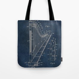 Ekman  Harp  patent art Tote Bag | Graphic Design, Illustration, Harp, Other, Graphicdesign, Patentart, Concept, Musicinstrument, Typography, Digital 