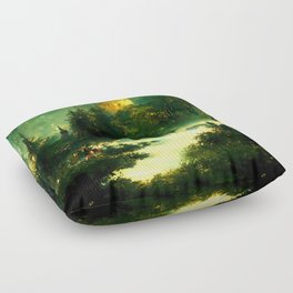 Walking into the forest of Elves Floor Pillow