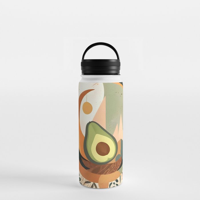 Lunar Avocado, Abstract Quirky Whimsical Moon Fruits, Concept Food Mood Eclectic Shapes Contemporary, Bohemian Colorful Mexican Illustration, 70s Mob Wife Aesthetic, Butter Pride Summer Grad Gifts Water Bottle