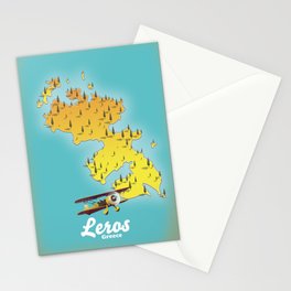 Leros greece retro map Stationery Card