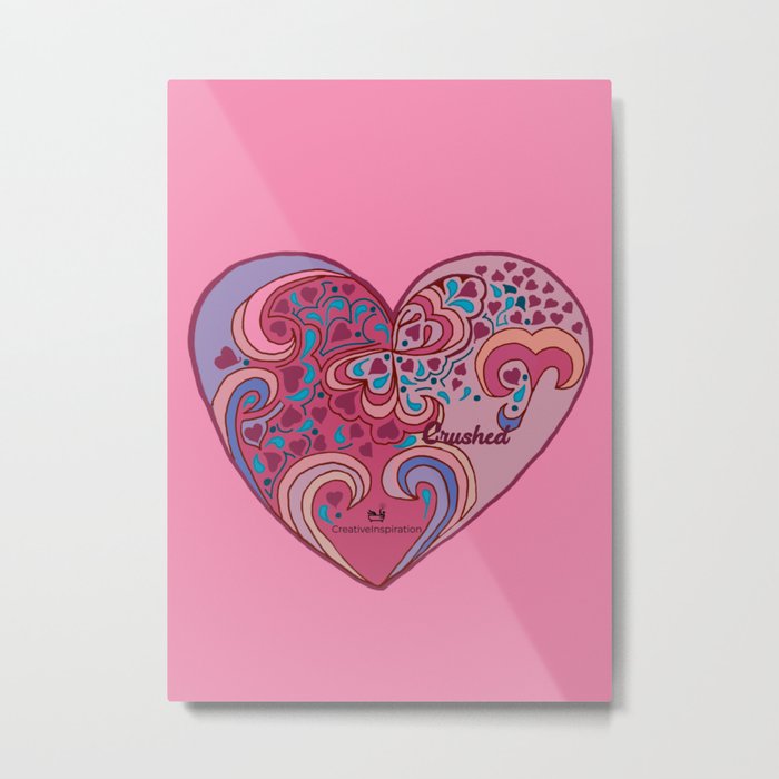 Total Crush Valentines Day Sweet Heart Design Love Heart Pink Metal Print