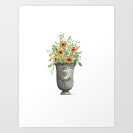 Bee Vase With Sunflowers Art Print