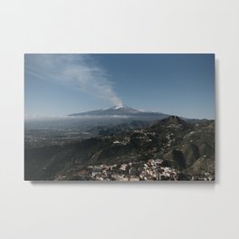 Sicily Metal Print | Travel, Calabria, Mt Etna, Landscape, Mountains, Color, Taormina, White, Italy, Blue 