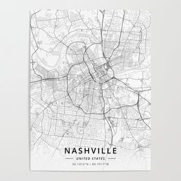 Nashville, United States - Light Map Poster