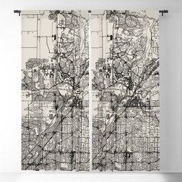 Roseville USA - City Map in Black and White Aesthetic - vintage, pillows, town, pot, canvas, map, di Blackout Curtain