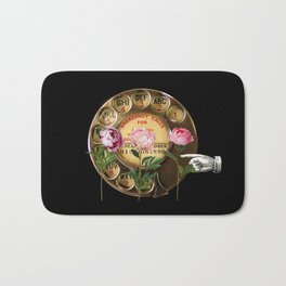 Call me Rose Bath Mat | Rotaryphone, Telephone, Collage, Vintage, Retro, Peony, Roses, Victorian 