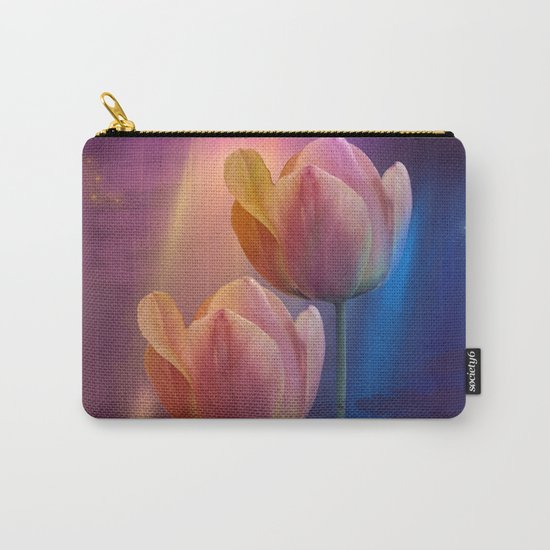 Towards the light, mixed media art with Tulips Carry-All Pouch