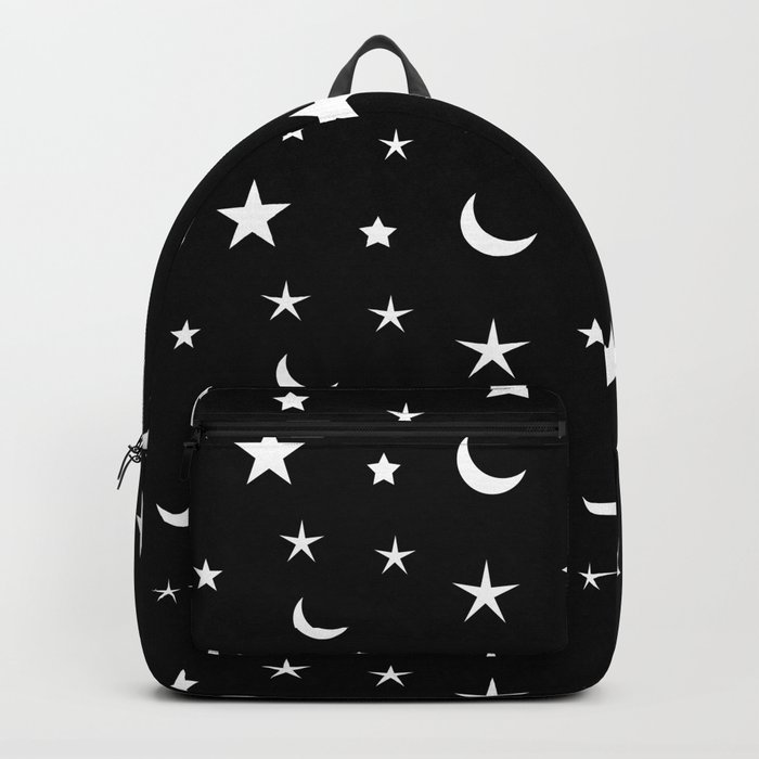 Black and White moon and star pattern Backpack