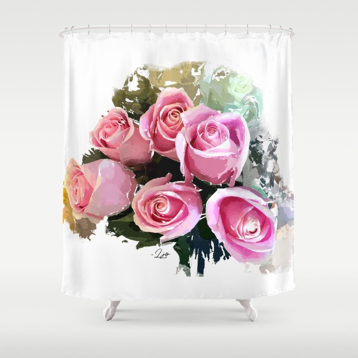 A Watercolor Celebration of the Rose  Shower Curtain