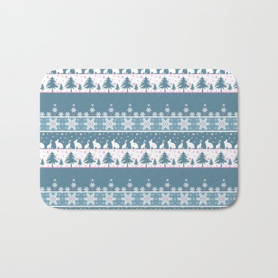 Retro .Christmas . Bath Mat