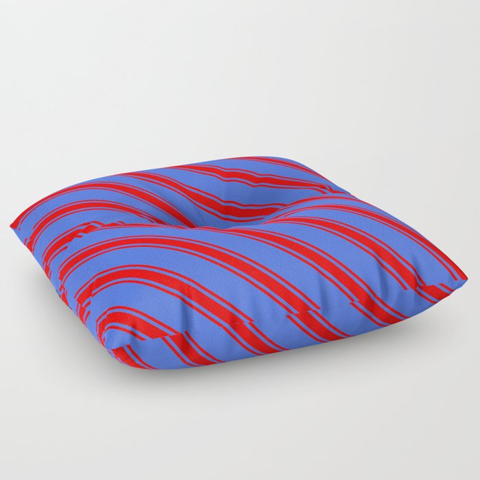 Royal Blue and Red Colored Lined/Striped Pattern Floor Pillow