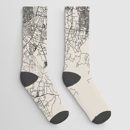 Lusaka, Zambia - Black and White City Map Socks