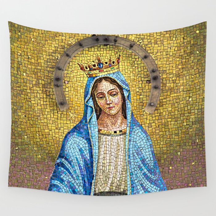 Madonna Saint Mary Mosaic Wall Tapestry