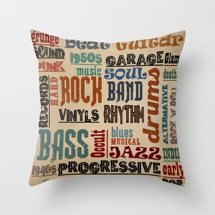 Rock music  Throw Pillow