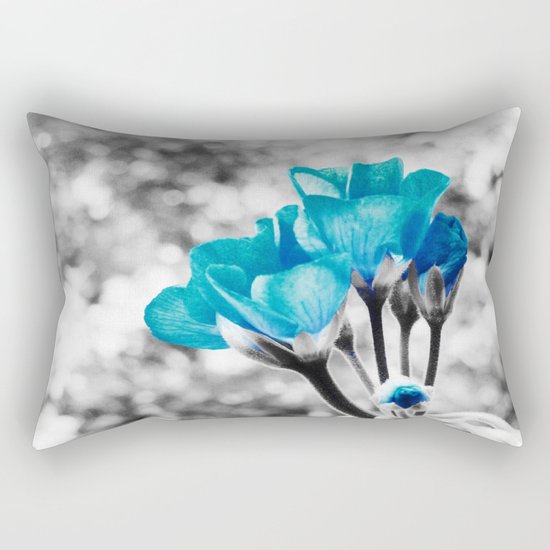 Turquoise FloWERS Rectangular Pillow