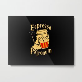 Espresso Patronum Metal Print | Black And White, Oil, Harrypotter, Film, Cartoon, Illustration, Wizard, Hatching, Abstract, Vector 