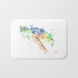 Sea Turtle Colorful Watercolor Painting Bath Mat