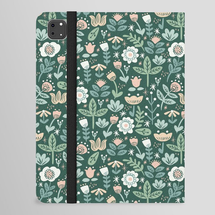 Folk Florals - Green iPad Folio Case