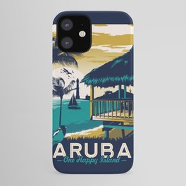 aruba vintage travel poster iPhone Case