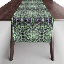 Liquid Light Series 53 ~ Green & Purple Abstract Fractal Pattern Table Runner
