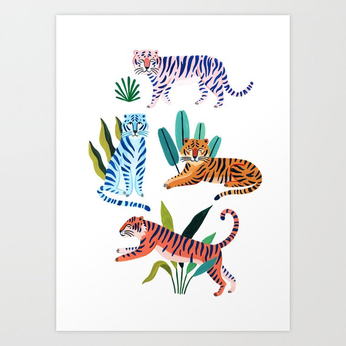 Asian Tigers Art Print