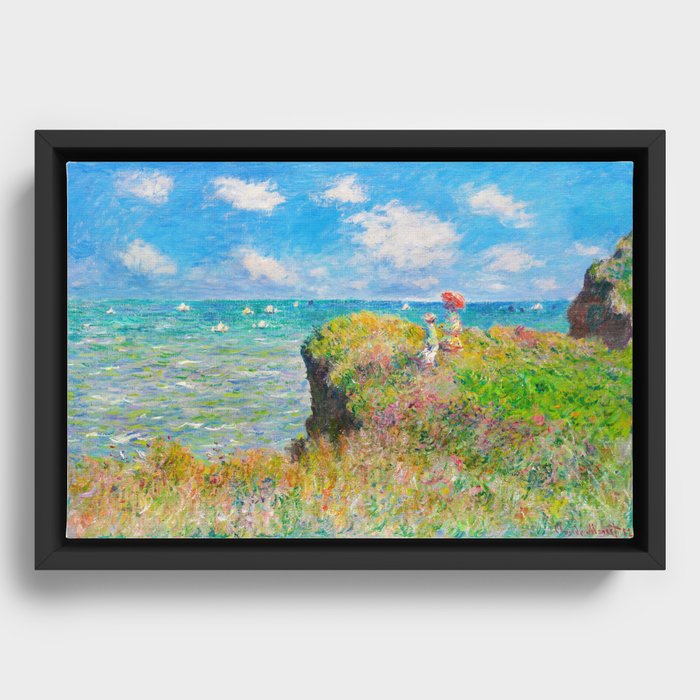 Claude Monet (French, 1840-1926) - Cliff Walk at Pourville (Promenade sur la falaise, Pourville) - 1882 - Impressionism - Landscape painting - Oil on canvas - Digitally Enhanced Version - Framed Canvas
