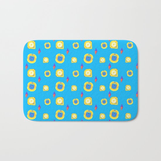 yellow substances in a blue matter Bath Mat