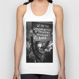 We are the granddaughters of the witches you couldn't burn female protest sign black and white liberation photograph - photography - photographs Tank Top