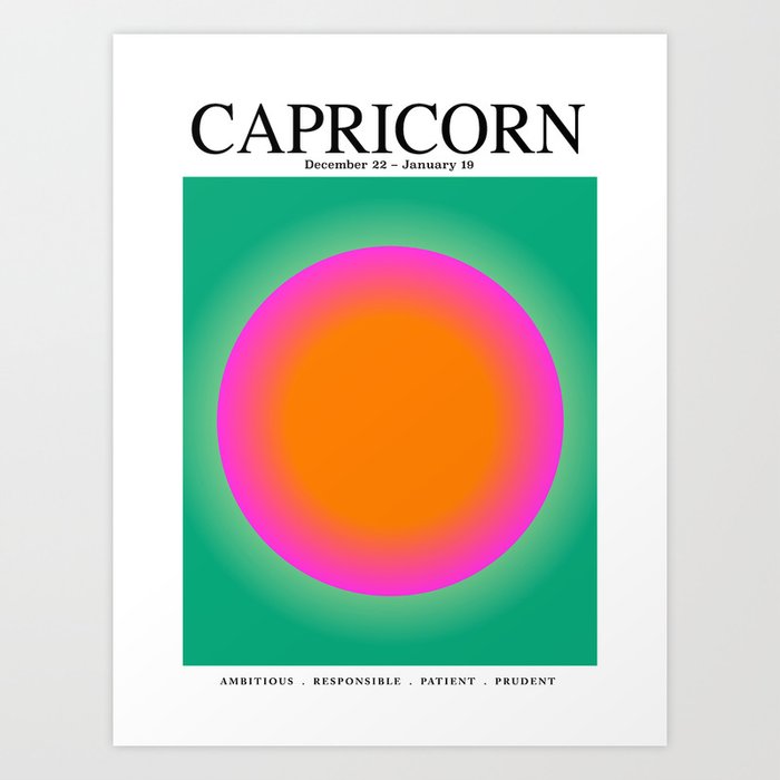 Capricorn - Astrology Zodiac Aura Gradient Art Print
