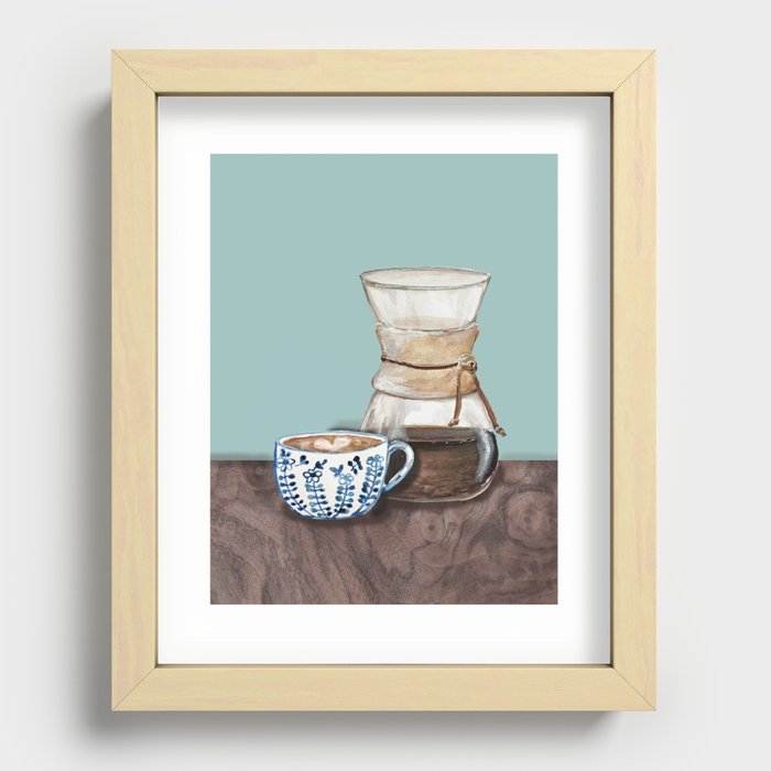 Cup of Morning Latte Love Recessed Framed Print