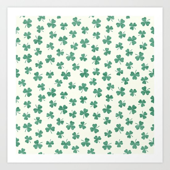 DANCING SHAMROCKS on cream Art Print